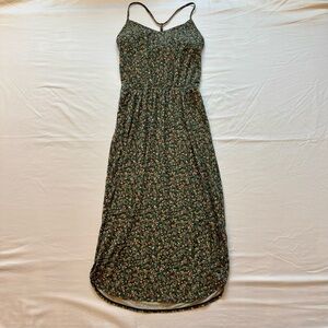 Prana Dark Green Floral Midi Dress
